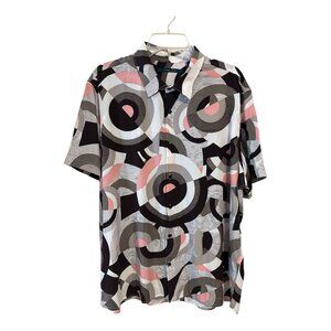 Perry Ellis Men’s XXLT Geometric Print Short-Sleeve Shirt – 100% Lyocell – Retro